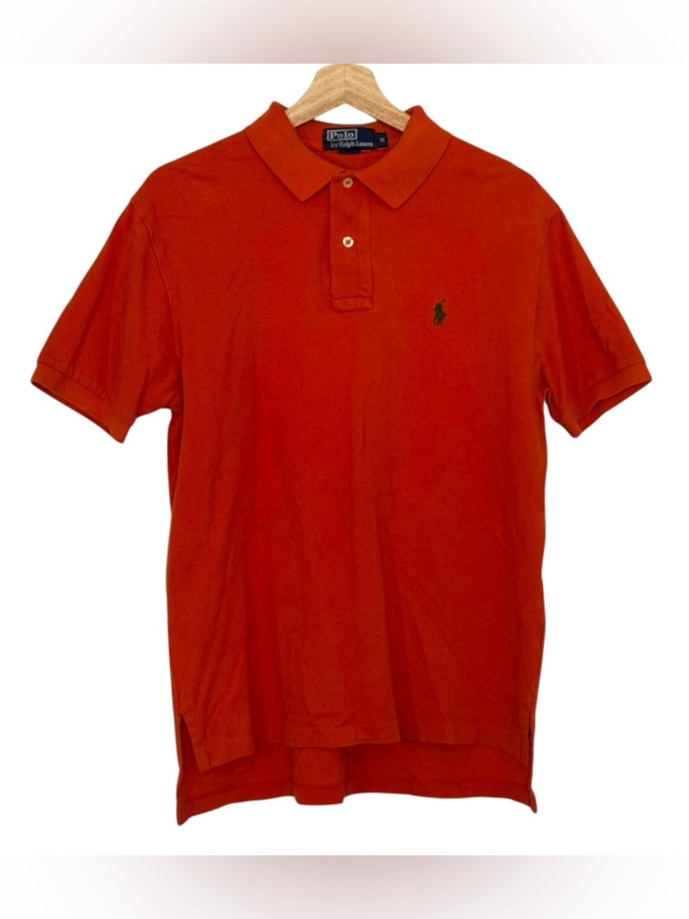 Polo Ralph Lauren Orange Polo Shirt Men’s Size Medium Green Pony Preppy Classic